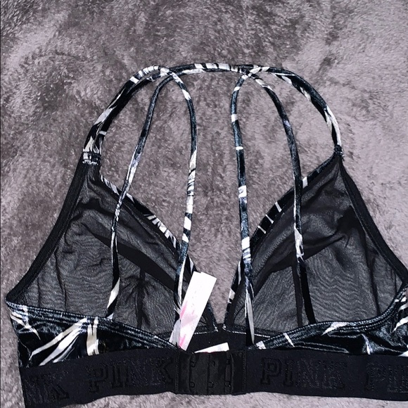 Pink tropical velour bralette - Picture 2 of 3